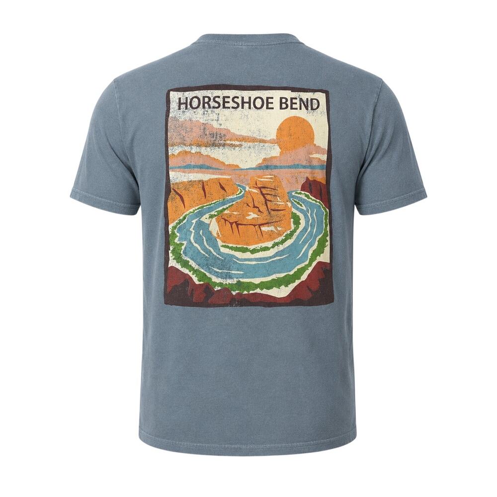 Horseshoe Bend Graphic Tee Blue Gray Outdoor Hiking Souvenir Gorpcore Small - Picture 11 of 13